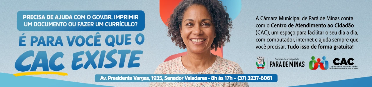Banner divulgando o Centro de Apoio ao Cidadão - CAC